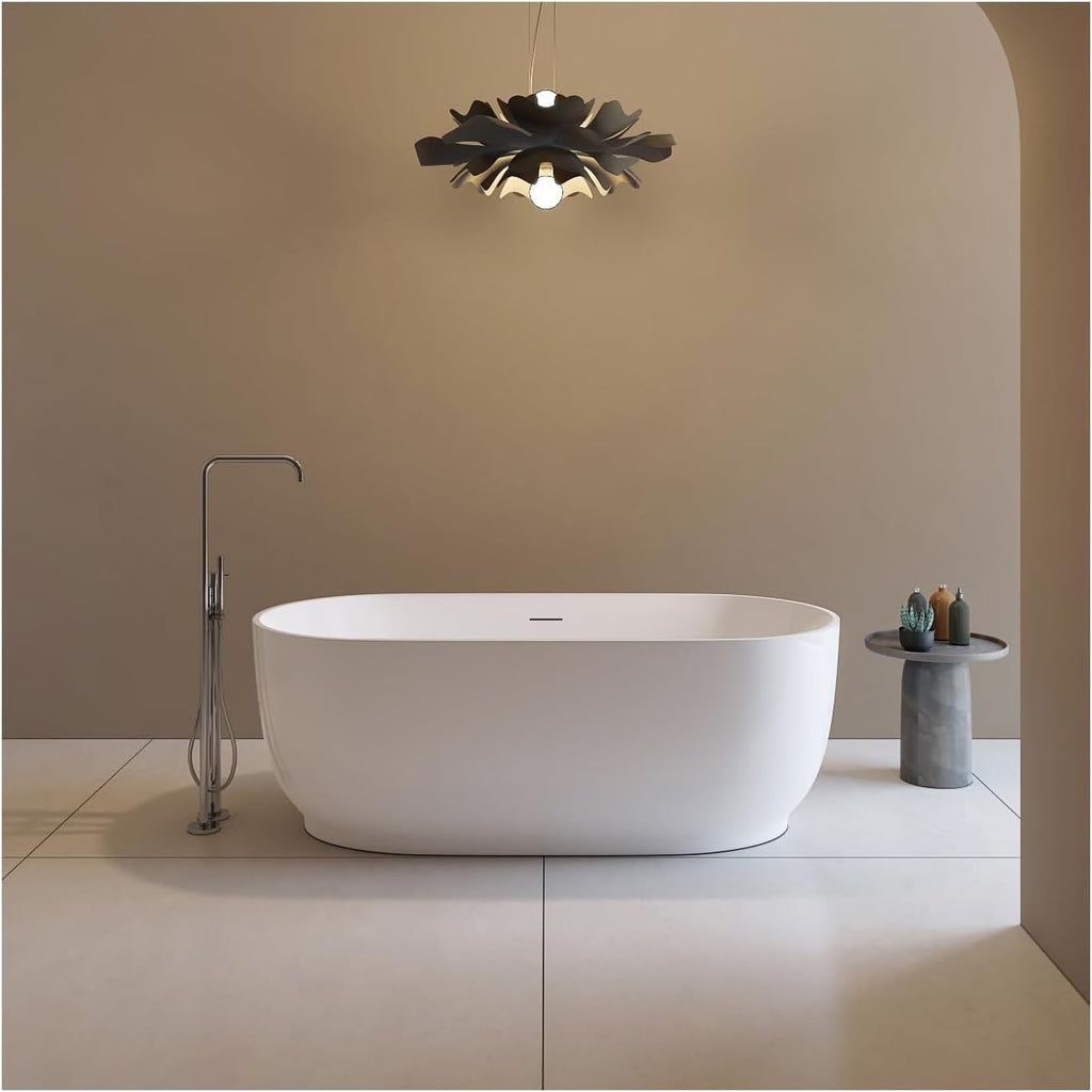 HomeStock Seaside Serenity Freestanding Bathtub, 67' L x 31' D x 28' H - Pure Acrylic Construction, Integrated Overflow, Comfortable Backrests