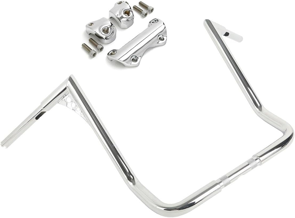 TCT-MOTORPARTS Chrome 18' Rise Ape Hangers Bars 1-1/4' Handlebars Fit for Harley Touring Electra Street Glide, Ultra Limited and Tri Glide models, Dressers, Baggers