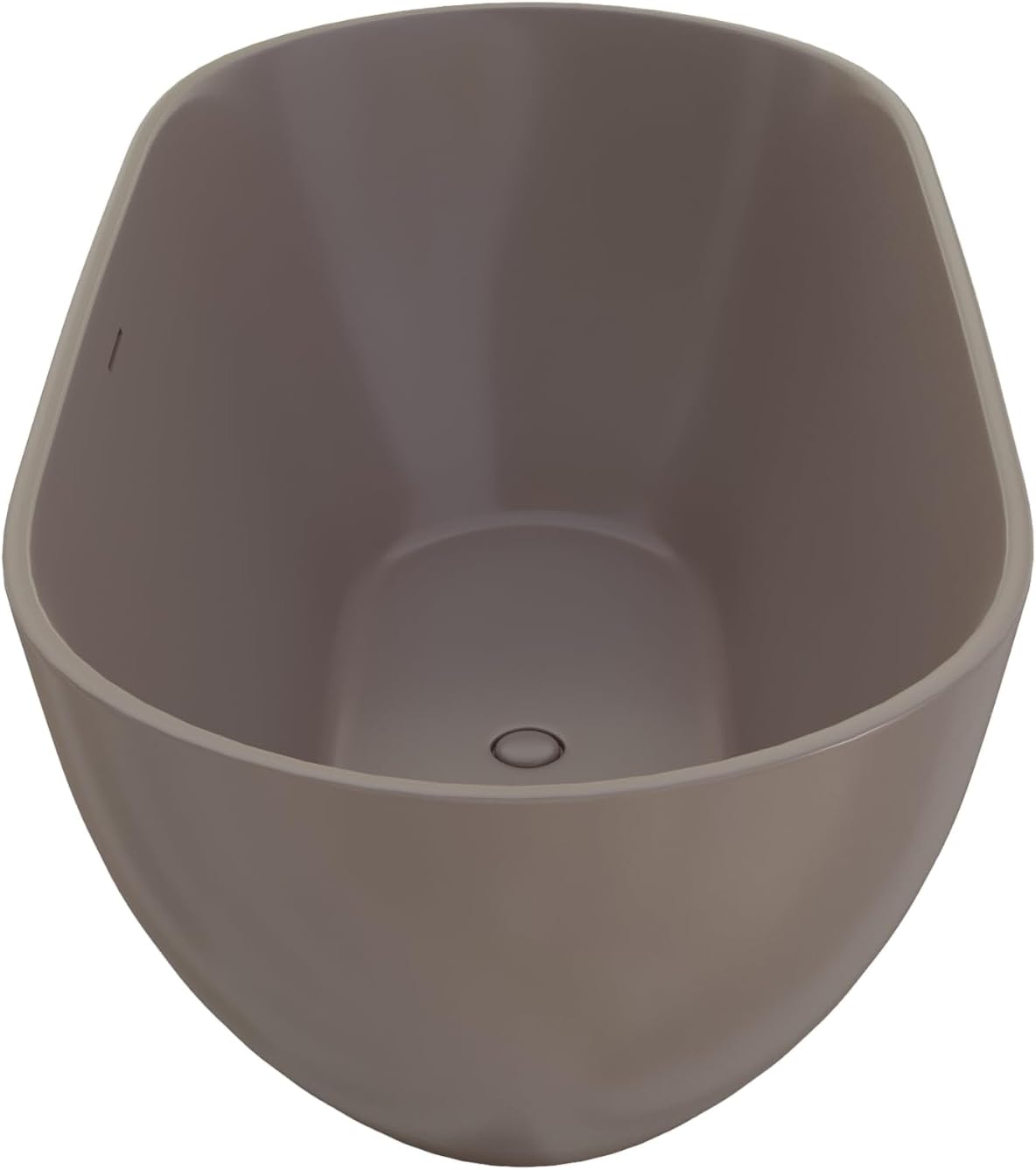 59' Premium Freestanding Stone Resin Bathtub, Oval Shape Solid Surface Grey-Coffee Soaking Tubs with Overflow and Pop-up Drain