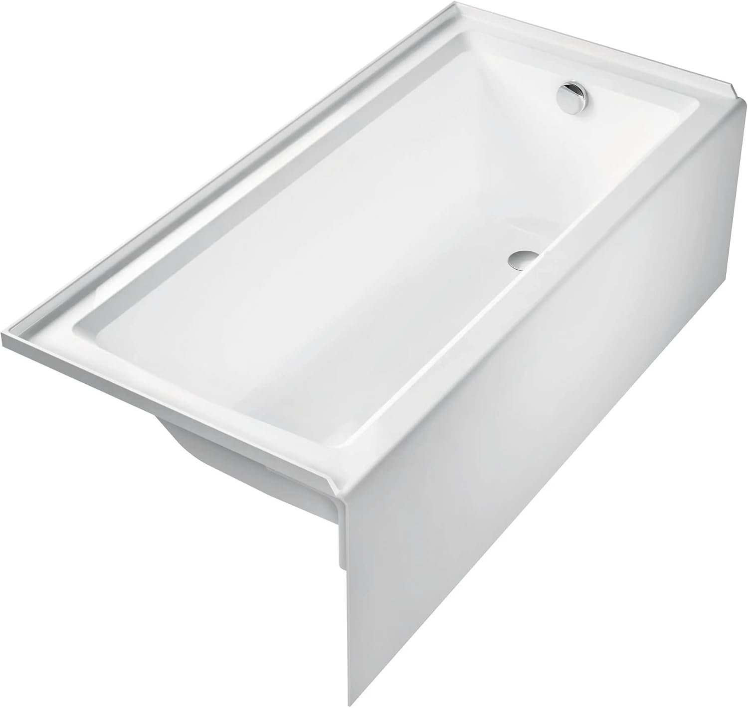 Carver Tubs - ALR6030 - Alcove Modern White Fiberglass Soaking Bathtub for Bathrooms - White Rectangle Modern Acrylic Tub w/Right Chrome Drain - Deep Relaxing Soak - 60' L x 30' W x 21.5' H