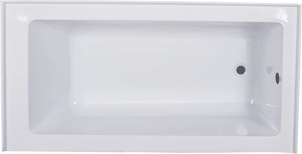 Carver Tubs - ALR6032 - Alcove Acrylic Fiberglass Soaking Bathtub for Bathrooms, w/Right Hand Chrome Drain - Modern White Rectangle Acrylic Tub - Deep Relaxing Soak - 60' L x 32' W x 21.75' H