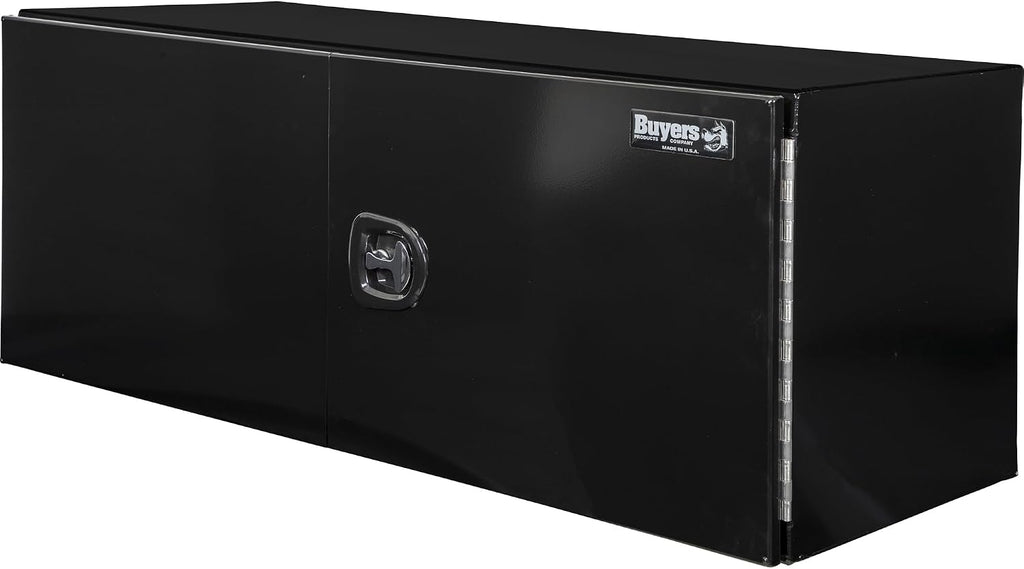 Buyers Products 1705845 Underbody Tool Box With Barn Door, 24x24x60 Inch, Black Powder-Coated, Made in USA, .100 inch Smooth Aluminum, 3-Point Locking, Truck Storage Toolbox For Work Vehicles
