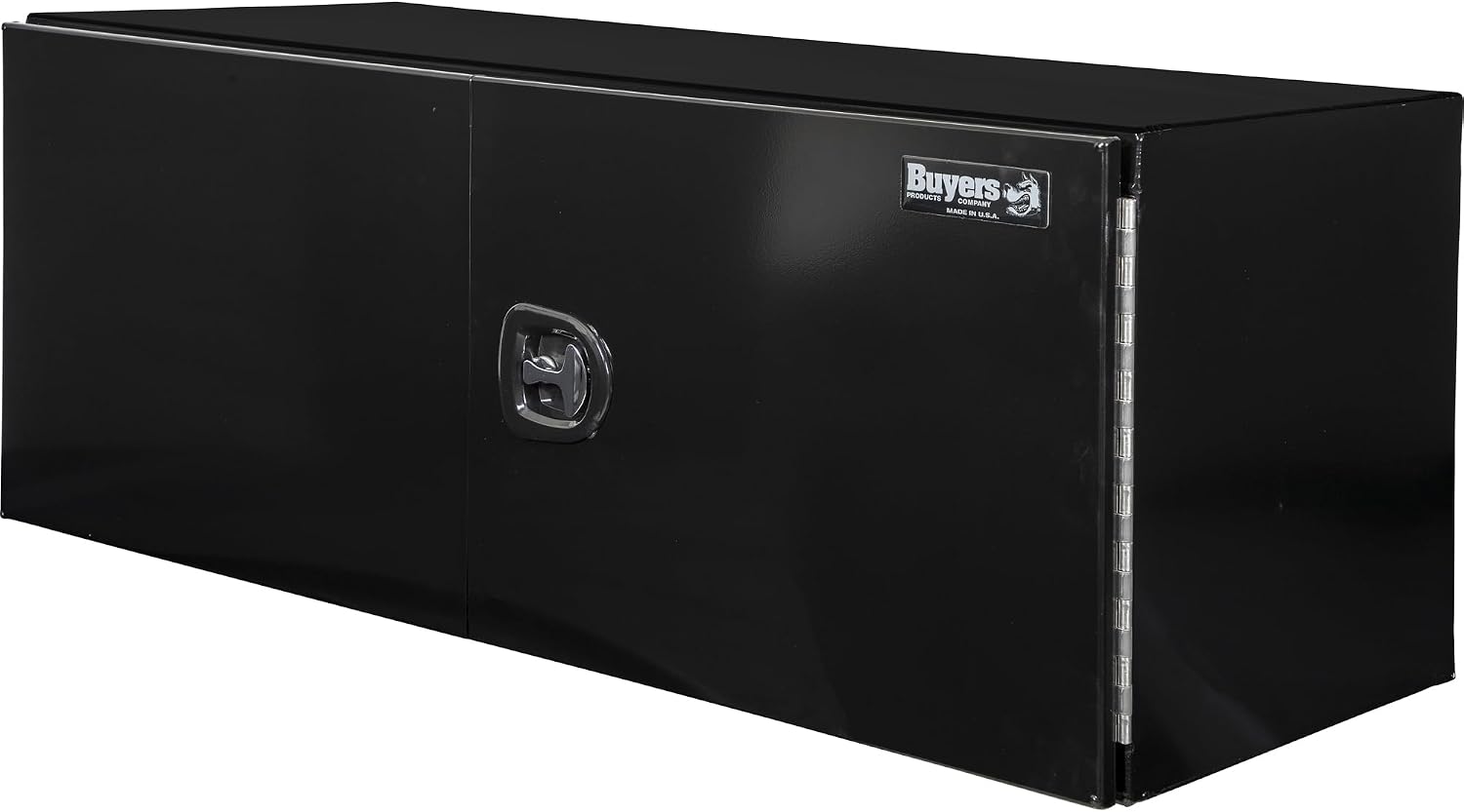 Buyers Products 1705845 Underbody Tool Box With Barn Door, 24x24x60 Inch, Black Powder-Coated, Made in USA, .100 inch Smooth Aluminum, 3-Point Locking, Truck Storage Toolbox For Work Vehicles