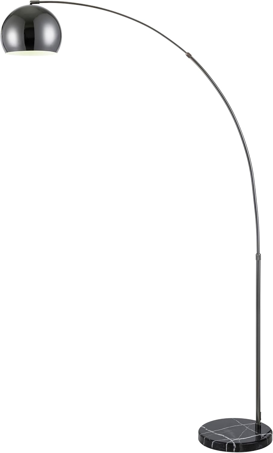 Major-Q Large 79' H Modern Standing Adjustable Floor Lamp with Metal Dome Shade & Marble Base for Living Room - Corner Light Arc Lamps for Bedrooms Black Chrome