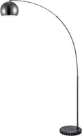 Major-Q Large 79' H Modern Standing Adjustable Floor Lamp with Metal Dome Shade & Marble Base for Living Room - Corner Light Arc Lamps for Bedrooms Black Chrome