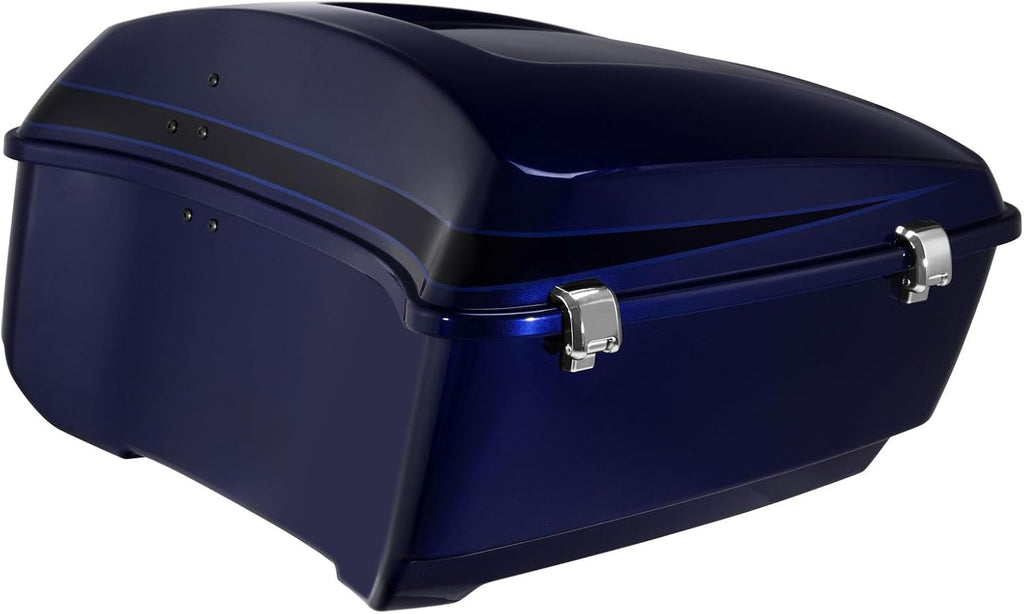 TCMT King Motorcycle Trunk Fit for Harley Touring 2014-2025 CVO Road King Road Glide Street Glide Electra Glide Ultra Limited Pack Blue/Black Sunglo