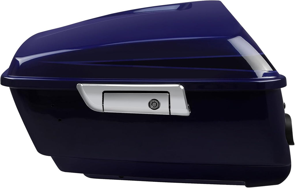 TCMT 13.7' King Motorcycle Trunk Box W/Latch Key Fit For Harley 2014-2025 Touring CVO Road King Road Glide Street Glide Electra Glide Ultra Limited Zephyr Blue/Black Sunglo