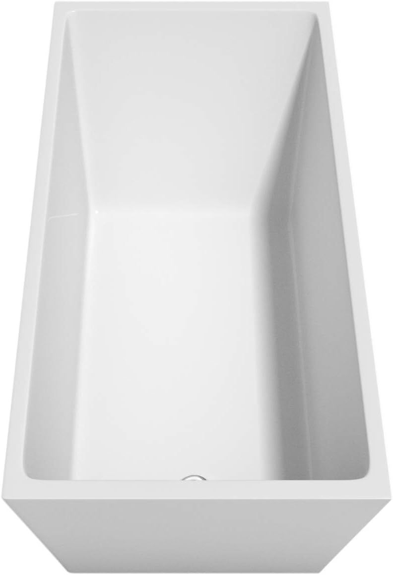 Hannah 59 Inch Freestanding Bathtub in White with Polished Chrome Trim and Floor Mounted Faucet in Matte Black