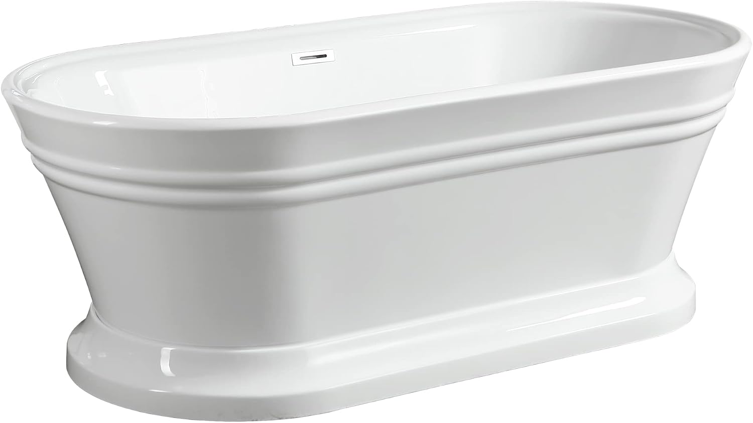 HomeBeyond 59 Inch Free Standing Bathtub | Acrylic Freestanding Soaking Tub, Classic Bathroom Stand Alone Tub Suitable Single Person Bathing, Integrated Overflow, Integrated Overflow Overflow