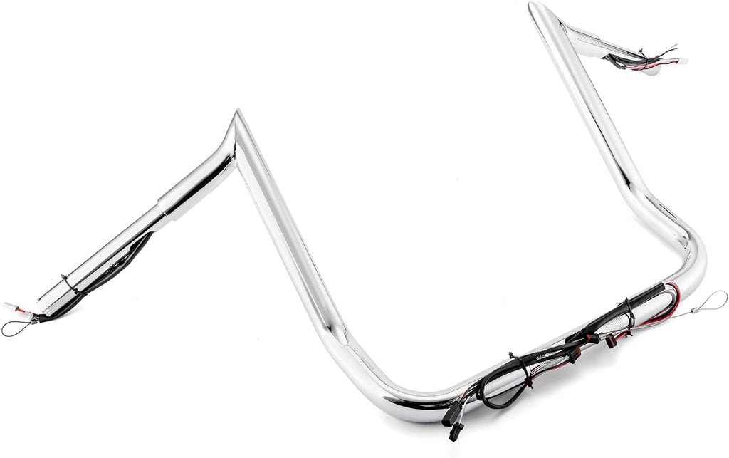 Mofun 12' Handlebars Pre-wired Ape Hangers 1 1/4' Meathook Ape Bar Compatible with Harley Bagger Touring Street Glide Electra Tri Glide Ultra Limited 2014-2023 Chrome