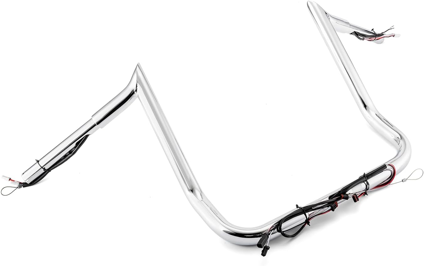 Mofun 12' Handlebars Pre-wired Ape Hangers 1 1/4' Meathook Ape Bar Compatible with Harley Bagger Touring Street Glide Electra Tri Glide Ultra Limited 2014-2023 Chrome