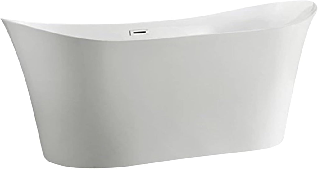 Bergamo 67' Freestanding Acrylic Bathtub with Chrome Drain, Glossy White Seamless Soaking Tub, Fiberglass Reinforced with Leveling Legs, 46 Gal Capacity