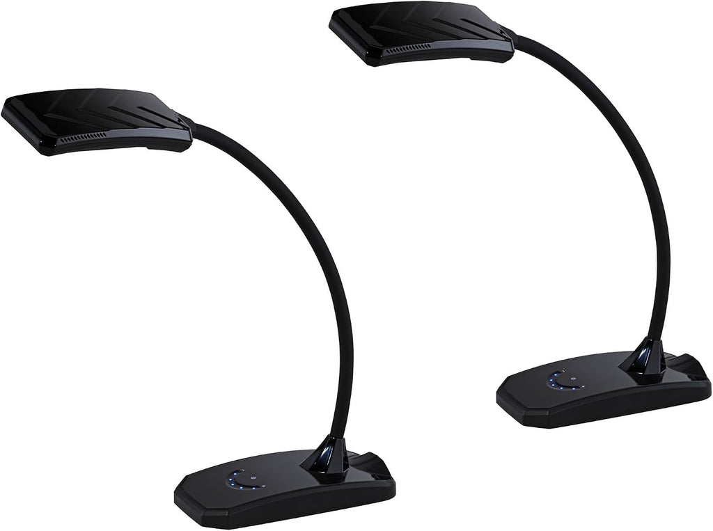 360 Lighting Ricky 13 3/4' High Small Modern Desk Lamps Set of 2 USB Ports LED Gooseneck Black Shade Home Office Living Room Charging Bedroom Bedside Nightstand House Reading Kitchen Entryway