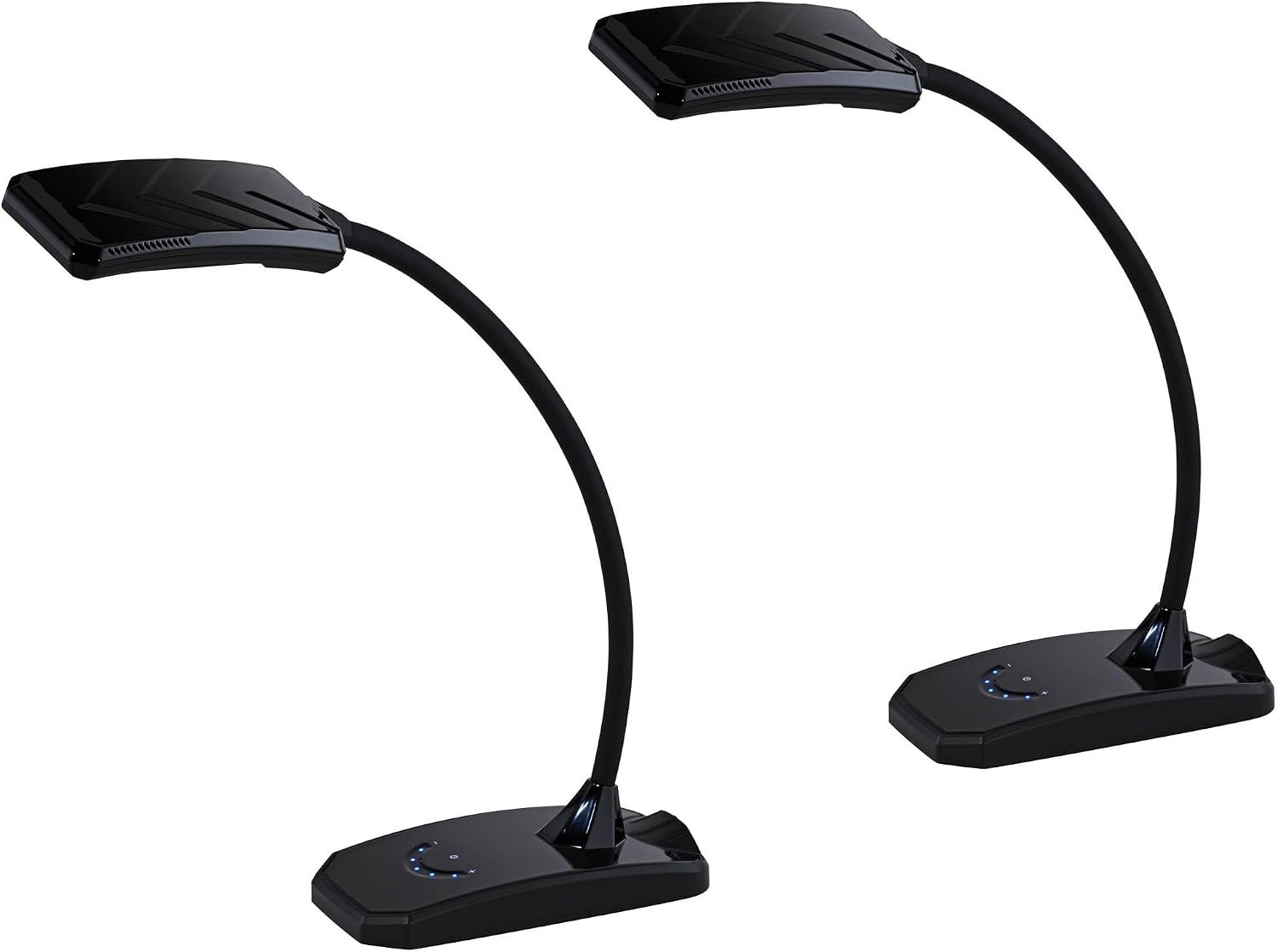 360 Lighting Ricky 13 3/4' High Small Modern Desk Lamps Set of 2 USB Ports LED Gooseneck Black Shade Home Office Living Room Charging Bedroom Bedside Nightstand House Reading Kitchen Entryway