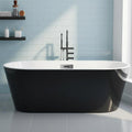 59 Inch Freestanding Acrylic Bathtub, Modern Soaking Tub with Chrome Overflow & Drain, CUPC Certified, Deep Soaking Design for Luxurious Spa Experience, Contemporary Bathroom Centerpiece