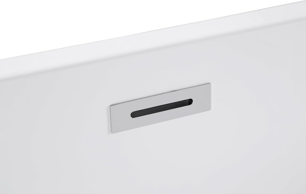 59' Acrylic Freestanding Bathtub, Stand Alone Tub,cUPC Certified, Chrome Drain & Overflow,Gloss White Finish (White, 59 Inch)