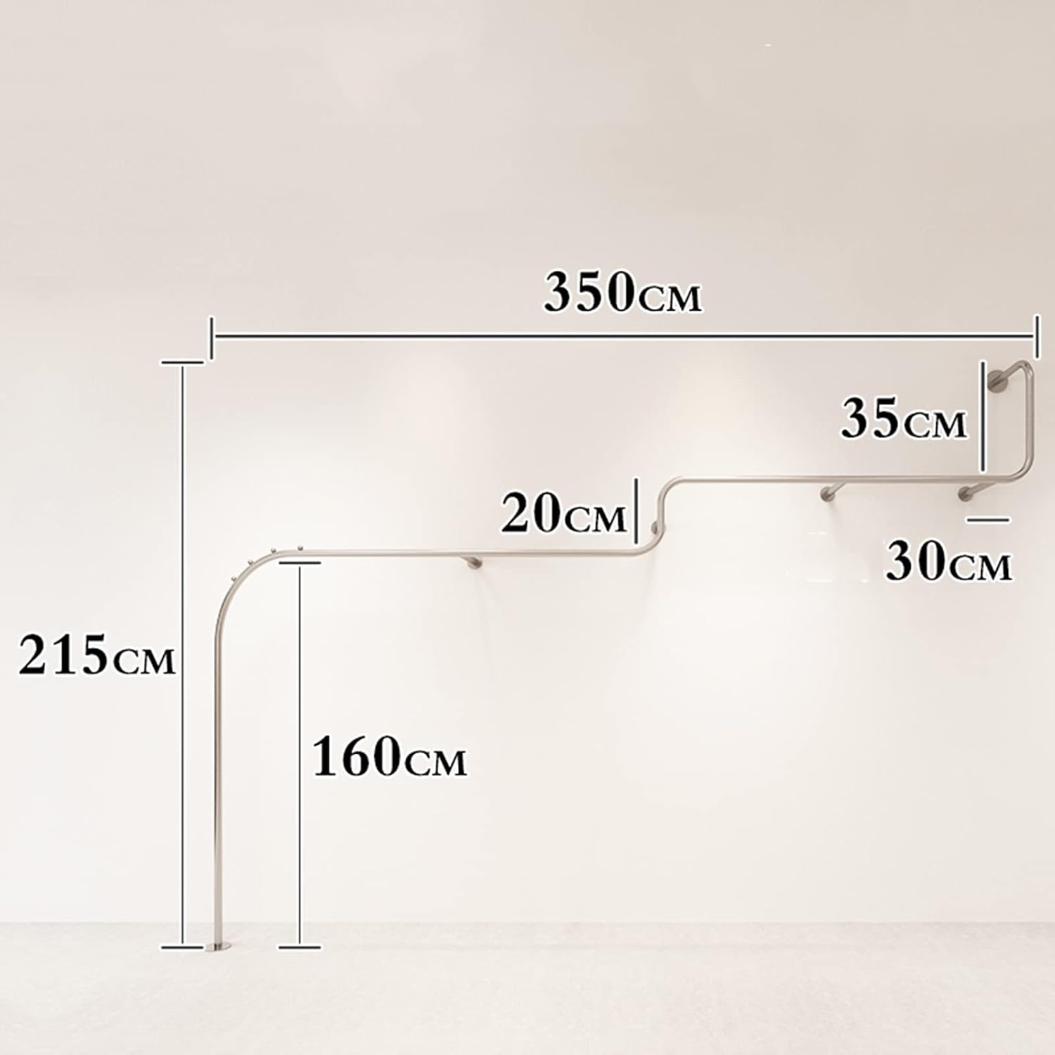 Wall Mounted Multi Purpose Industrial Pipe Clothing Rack,Industrial Pipe Clothing Rack,Metal Garment Rack for Clothes Retail Display Stand/250Cm/98.5In (350cm/138in