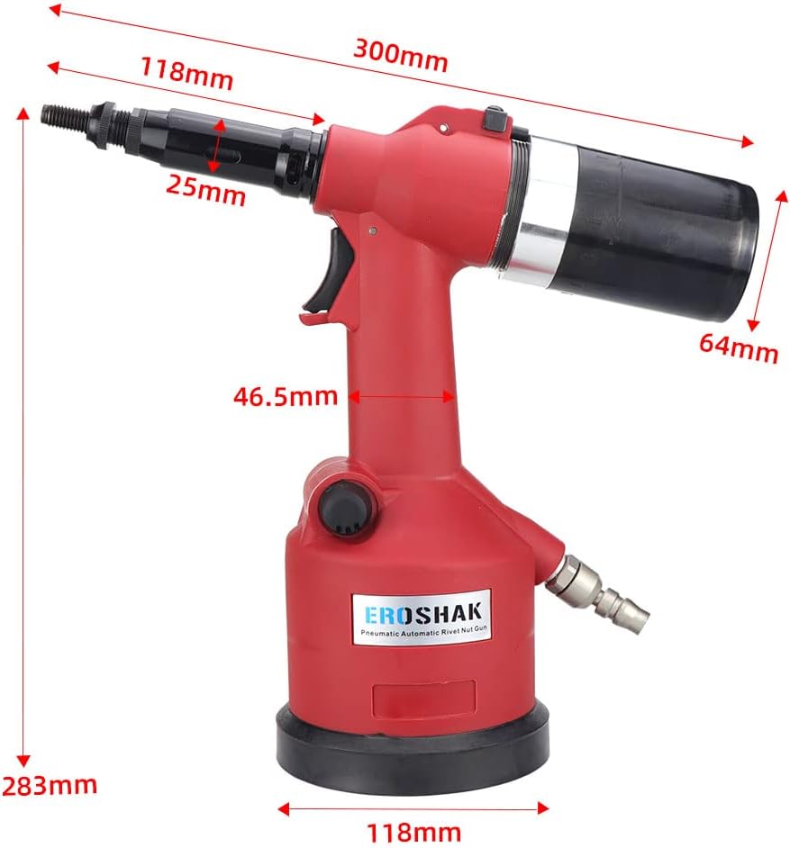 Industrial Hydraulic Pneumatic Riveter Automatic Air Rivet Nut Gun Tool Setting Kit Rivnut Riveting，with Metric & SAE Mandrels (8 Size)