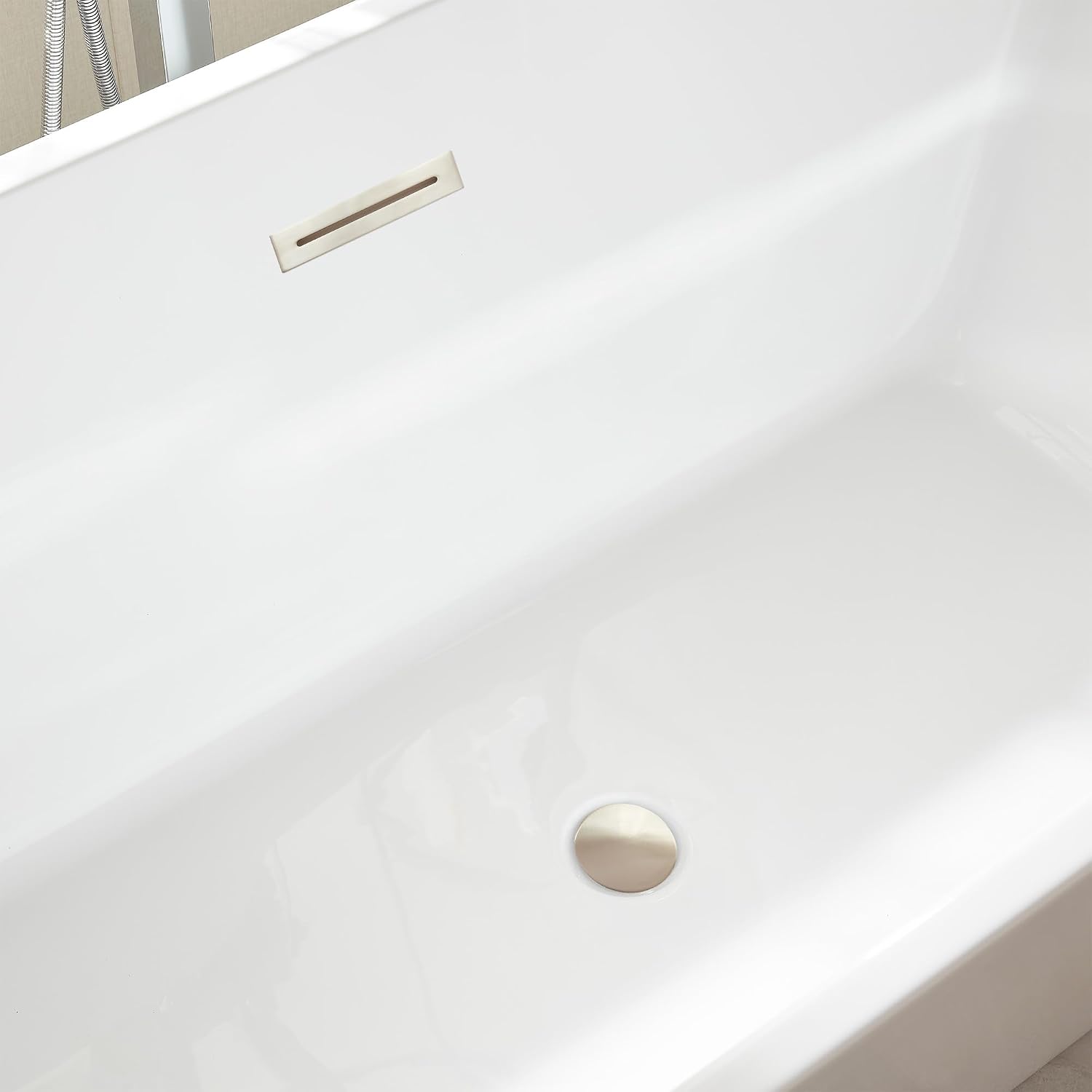 HomeBeyond 59 Inch Free Standing Bathtub | Acrylic Freestanding Bathtub Soaking Tub, Modern Bathroom Stand Alone Tub Suitable for Single Person Bathing, with Pop-up Drain Overflow