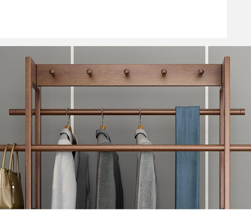 Stand Coat Rack Nordic Creative Clothes Hanger Floor Bedroom Nordic with Wheels Coat Rack Living Room Double Drawer Rack Coat Rack Clothes Rolling Rack (Size : 107 * 40 * 174cm)