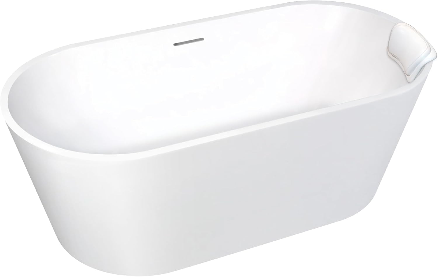 Transolid Maris 59 in. Freestanding Deep Soaking Bathtub | 31 in. Wide Acrylic Flatbottom | Center Drain | Bath Pillow Included | 23 in. Confirmed Soak Depth | Matte White | K-AFTM5931-M31