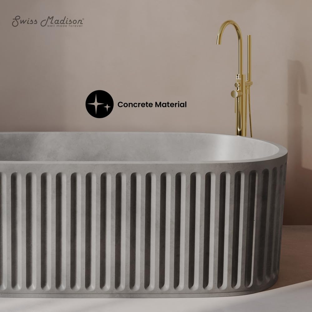 Swiss Madison Delice 67' Freestanding Concrete Bathtub in Gray, Drain Included