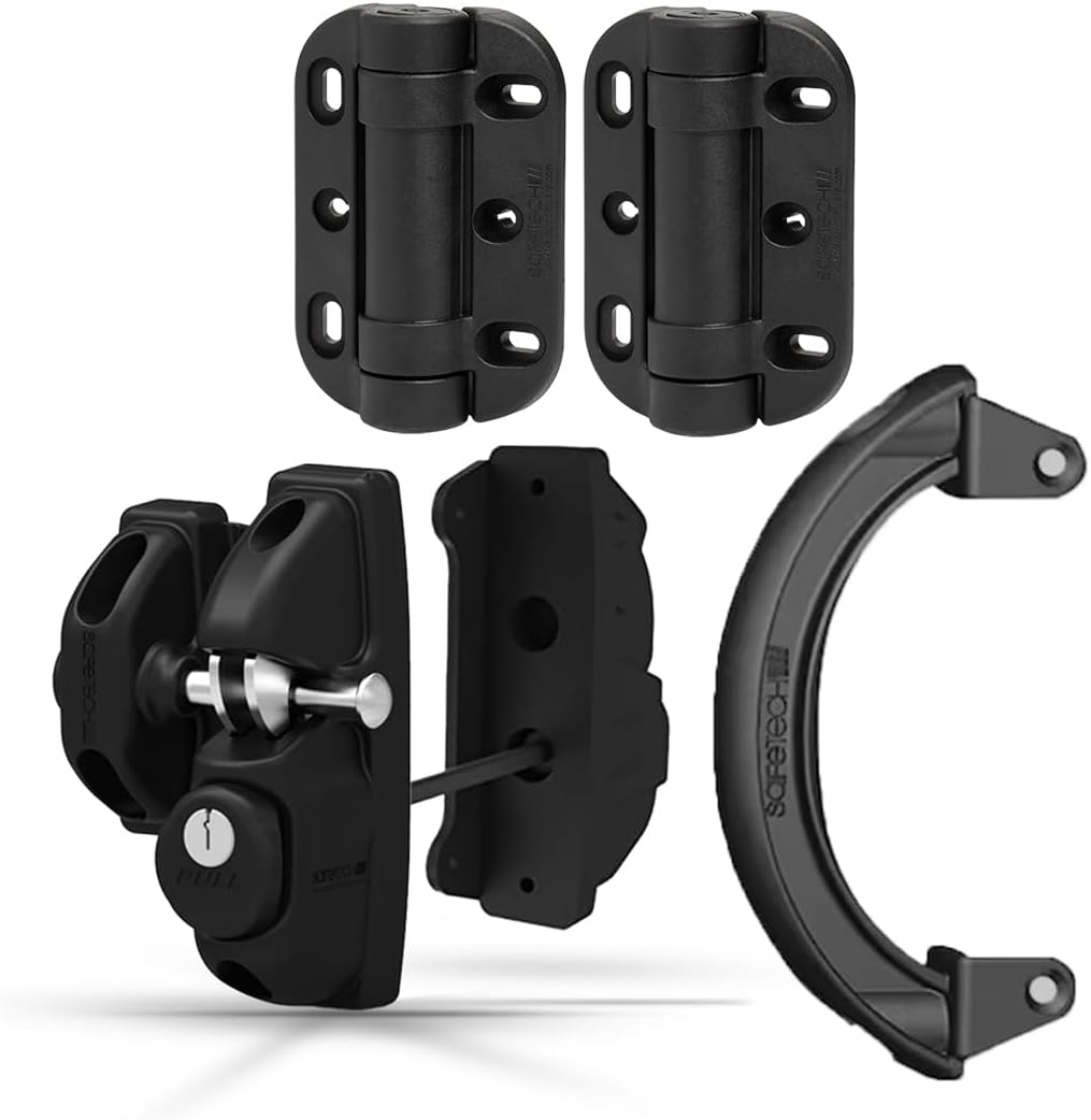 Safetech Hardware ViperX2 Gravity Gate Latch, MegaKlik Gate Hinges & Gate Handle Bundle