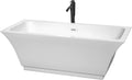 Galina 67 Inch Freestanding Bathtub in White with Shiny White Trim and Floor Mounted Faucet in Matte Black