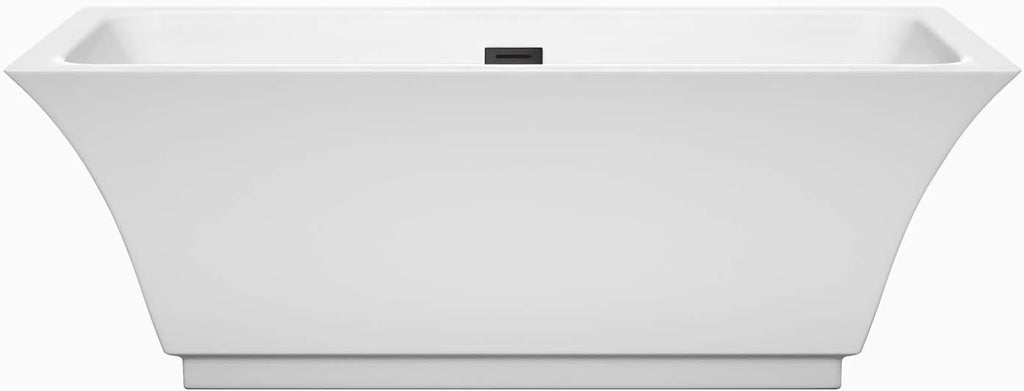 Galina 67 Inch Freestanding Bathtub in White with Matte Black Drain and Overflow Trim