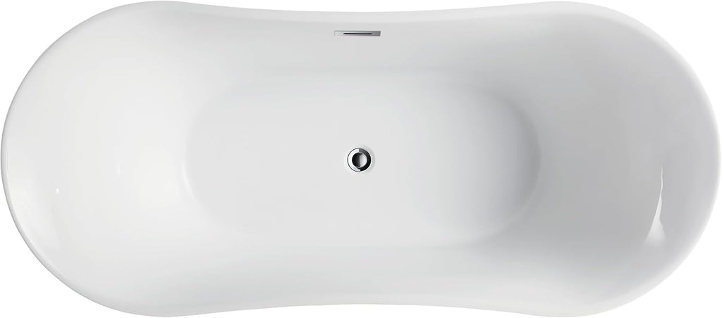 HomeBeyond 67 Inch Free Standing Bathtub | Acrylic Freestanding Soaking Tub deal for Spa-Like Baths, Modern Bathroom Stand Alone Tub Suitable for Couples, Singles, and Families, White