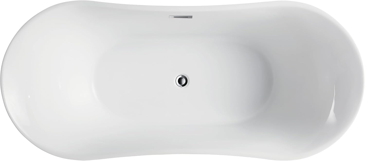 HomeBeyond 67 Inch Free Standing Bathtub | Acrylic Freestanding Soaking Tub deal for Spa-Like Baths, Modern Bathroom Stand Alone Tub Suitable for Couples, Singles, and Families, White