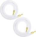 Premium Velvet Queue Barrier with Polished Hooks - 2 PCS, 5ft Gold & White Stanchion Rope for Weddings, Hotels, Event Planning, Party Decoration