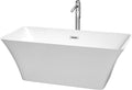 Wyndham Collection Tiffany 59 inch Freestanding Bathtub for Bathroom in White with Floor Mounted Faucet, Drain and Overflow Trim in Polished Chrome