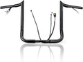 MoKitDora Street Electra Glide Prewired Handlebar 14' Rise 1.25' Fat 1' Clamp Meathook Ape Hanger Monkey Bagger Bar for Harley 2014-2015 FLHT FLHX Ultra Limited Classic, Black