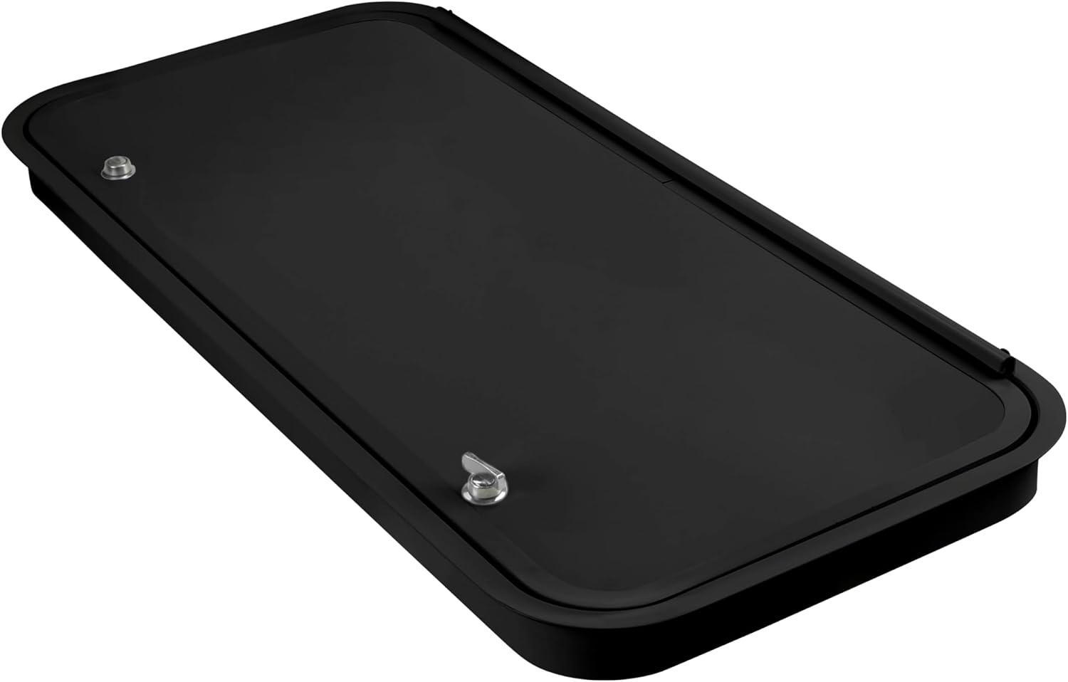 RV Baggage Door 36' Wide X 16' High with Rounded Corners and Thumblocks for RV's- Compartment Access Storage Doors with Top Hinge- Camper Trailer Motor Home- Black