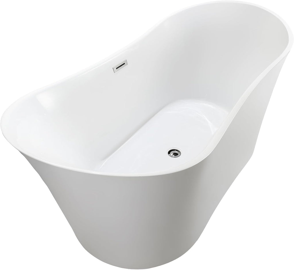 HomeBeyond 67 Inch Free Standing Bathtub | Acrylic Freestanding Soaking Tub deal for Spa-Like Baths, Modern Bathroom Stand Alone Tub Suitable for Couples, Singles, and Families, White