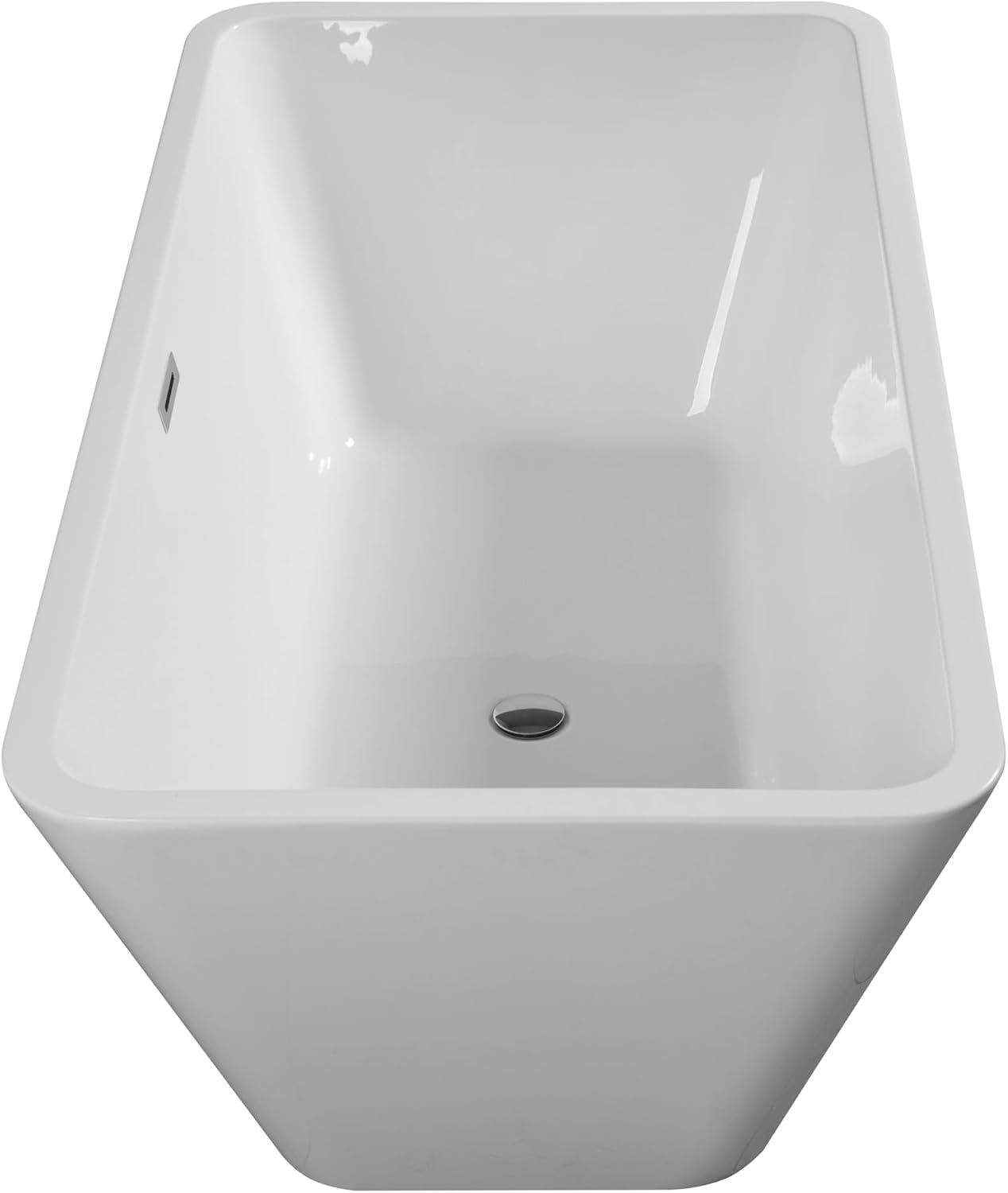 Acrylic Freestanding Bathtub Contemporary Soaking White Tub with Brushed Nickel Overflow and Drain, cUPC Certified - 59 * 29.52 23A01-60
