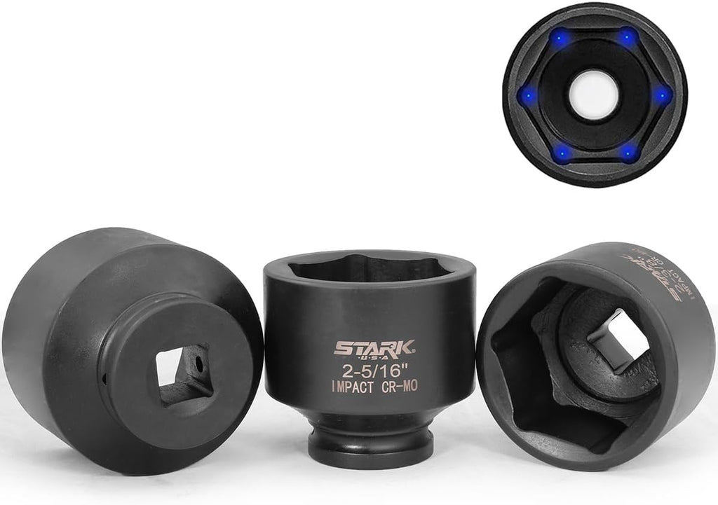 Stark USA 8-Pieces Jumbo Impact Stock Set Sizes 3/4' Drive Deep Socket Set SAE (2-1/16, 2-1/8, 2-3/16, 2-1/4, 2-5/16, 2-3/8, 2-7/16, 2-1/2 inch) Storage Case