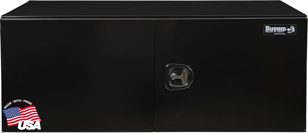 Buyers Products 1705845 Underbody Tool Box With Barn Door, 24x24x60 Inch, Black Powder-Coated, Made in USA, .100 inch Smooth Aluminum, 3-Point Locking, Truck Storage Toolbox For Work Vehicles