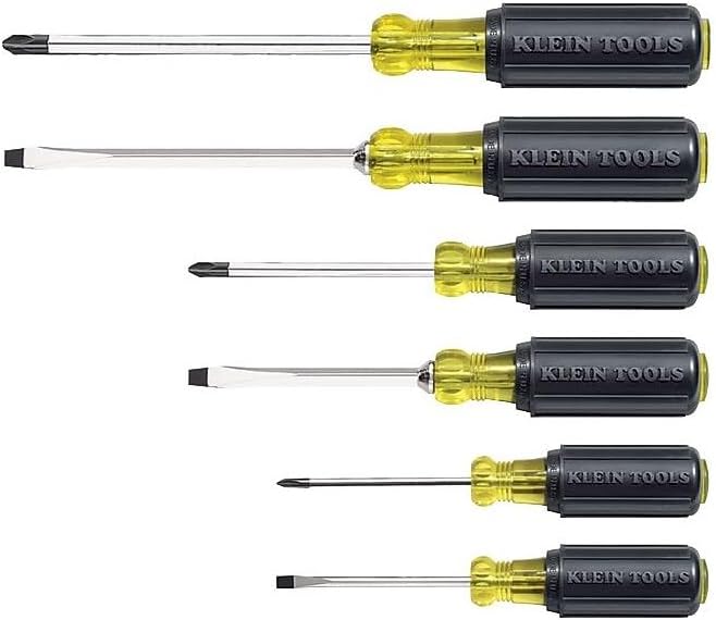 Klein Tools 85074 Screwdriver Set 6-Piece Includes 3 All-Purpose Flathead, 3 Phillips, Made in USA & 631 Tool Set, Made in USA, Nut Driver Set w/Hex Nut Sizes 3/16, 1/4, 5/16, 11/32, 3/8