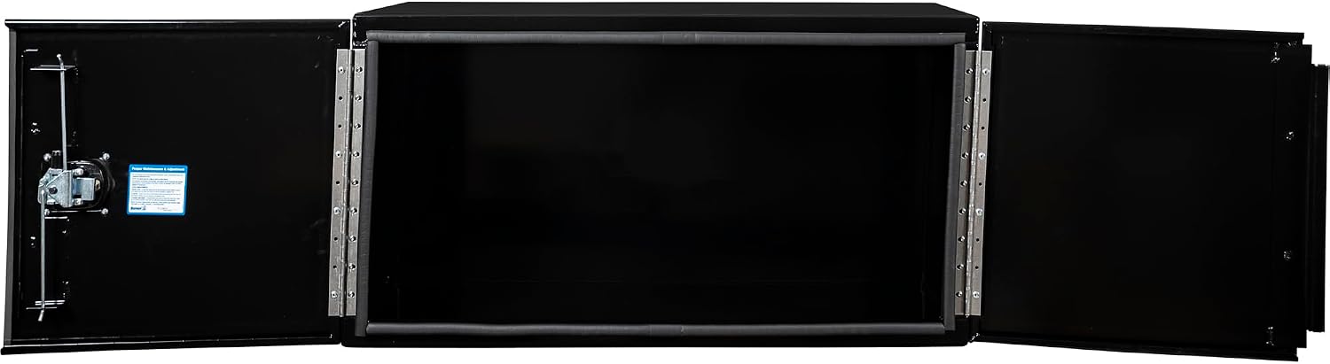 Buyers Products 1705840 Underbody Tool Box With Barn Door, 24x24x48 Inch, Black Powder-Coated, Made in USA, .100 inch Smooth Aluminum, 3-Point Locking, Truck Storage Toolbox For Work Vehicles