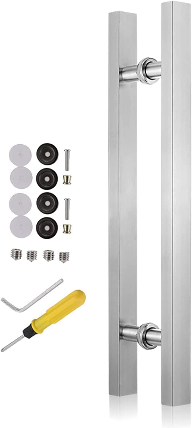 Sliding Door Handle Silver Sliding Glass Door Handle, Indoor Outdoor Patio Gate Pulls/Metal Push Pull Door Hardware Bar,