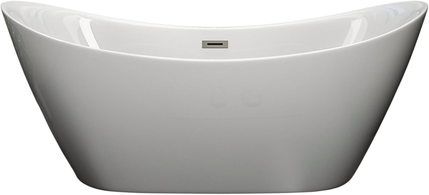 67' Acrylic Freestanding Bathtub, Stand Alone Tub,cUPC Certified, Chrome Drain & Overflow,Gloss White Finish (Glossy White)