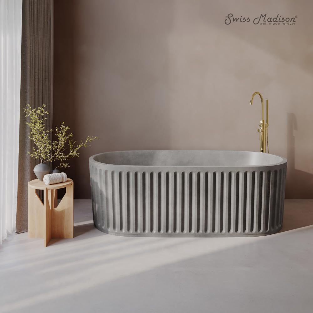 Swiss Madison Delice 67' Freestanding Concrete Bathtub in Gray, Drain Included