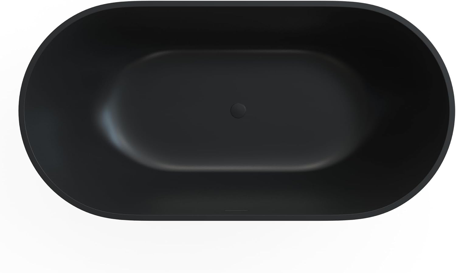 59' Premium Freestanding Stone Resin Bathtub, Oval Shape Solid Surface Soaking Tubs with Overflow and Pop-up Drain, Matte Black