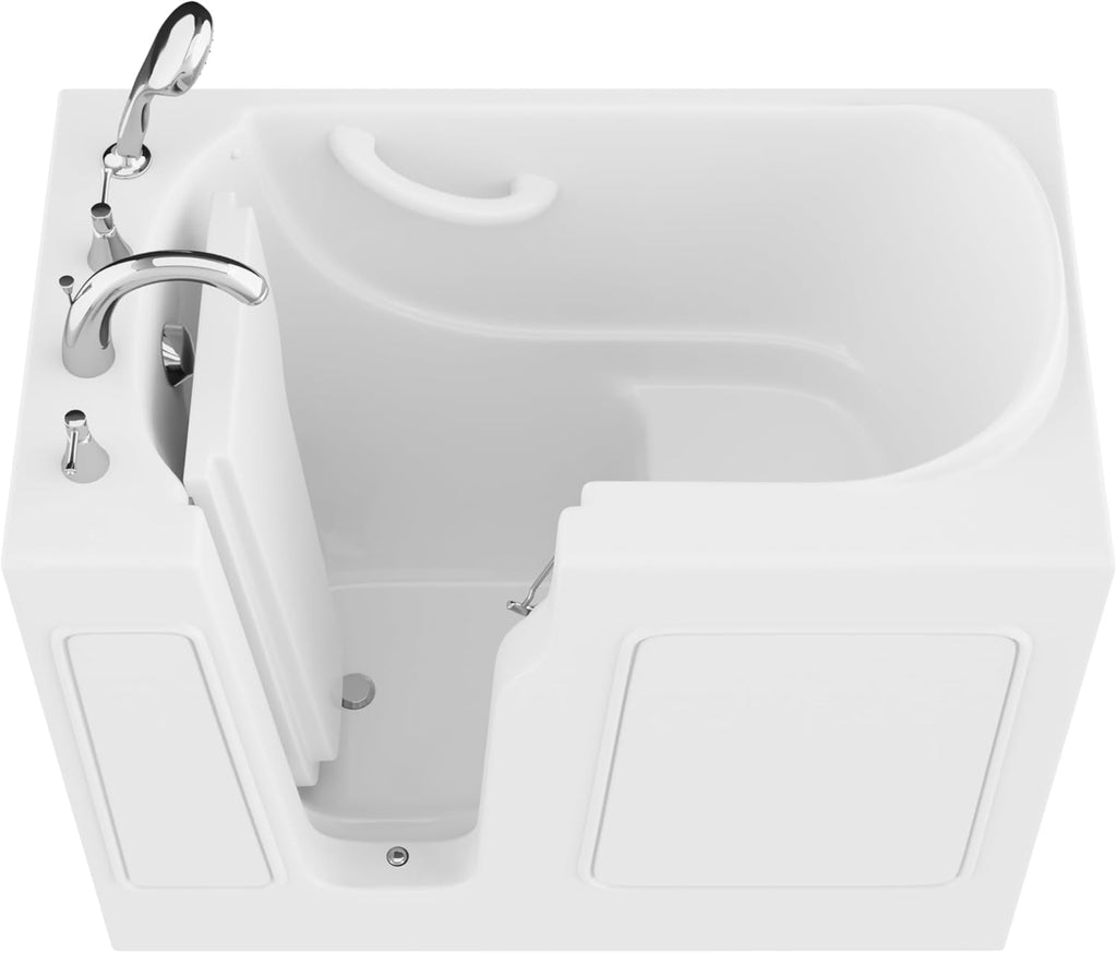 ANZZI Tubs Series Wide Opening Door Left Drain Quick Fill Walk-In Soaking Tub in White Finish 26 in. x 46 in. | AMZ2646LWS