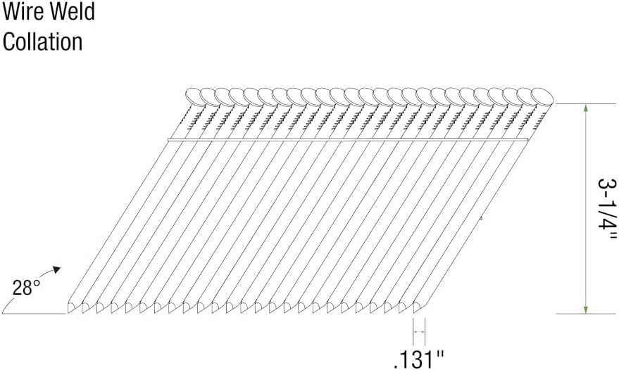 Grip-Rite GRW12ZHGH1, Collated 28-degree RH Wire Fasteners, 3-1/4' x .131 Hot Galvanized Smooth, 1,000 Nails, Job Pack