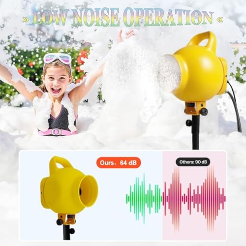 2025 Ultimate Foam Cannon with Stand - 800W Power, 792Gal/Min Output, 5-7M Spray Distance, Quick Setup Bubble Machine for DJs, Events, Schools - Yellow