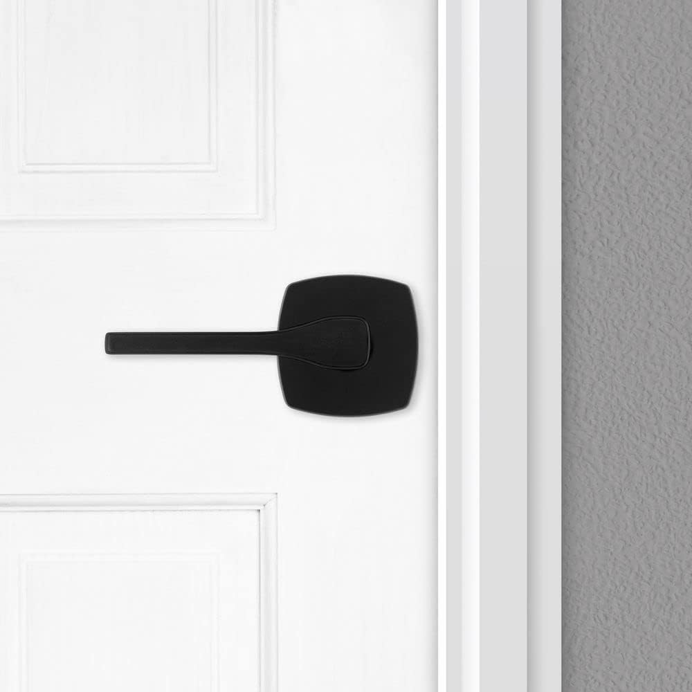 Kwikset Tripoli Lever Interior Passage Door Handle, Lever for Closet and Hallway Doors, Reversible Non-Locking Handle Lever, Matte Black, with Microban Protection (Pack of 6)