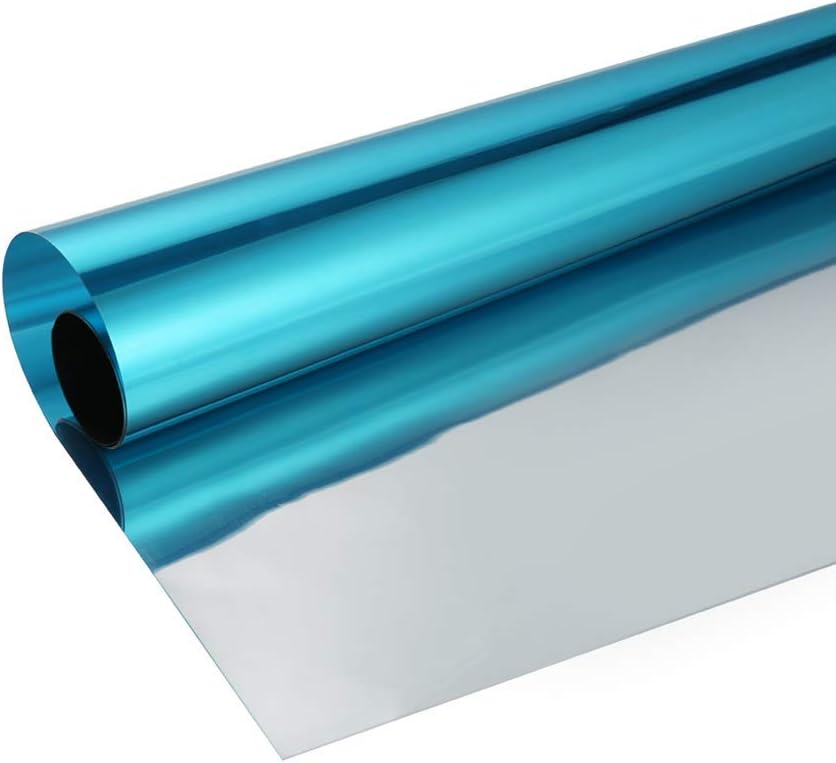 Window Privacy Film - One Way Mirror Reflective Glass Film with Heat Control and Anti UV Protection for Home and Office Windows, 24Inch x 100Feet, Blue Silver